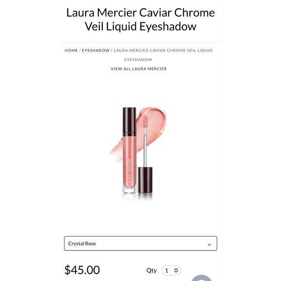 Laura Mercier Caviar Chrome Veil Liquid Eyeshadow Color Crystal Rose - Picture 2 of 13